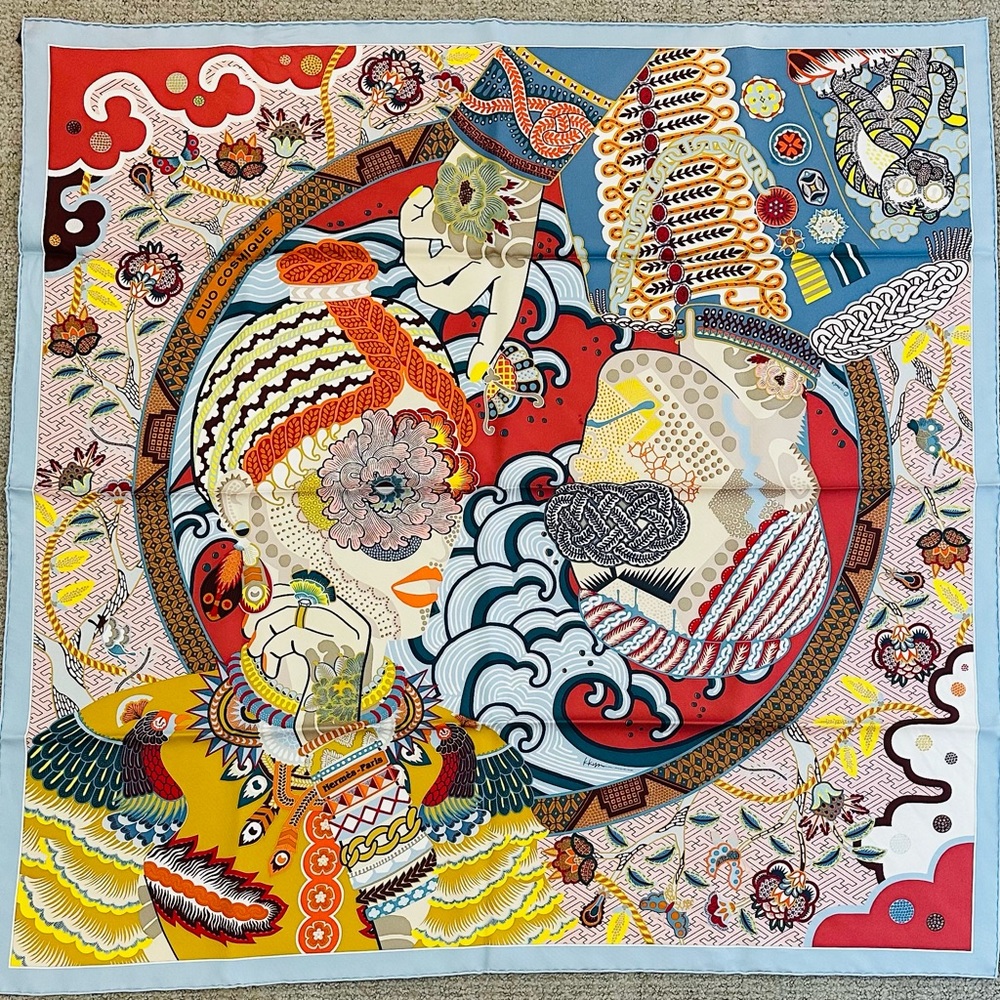 HERMES DUO COSMIQUE SILK TWILL 90CM SCARF